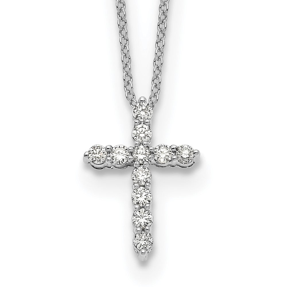 14k White Gold Diamond Cross 18 inch Necklace