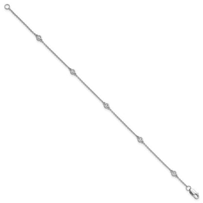 14k White Gold Diamond Station Cable Bracelet