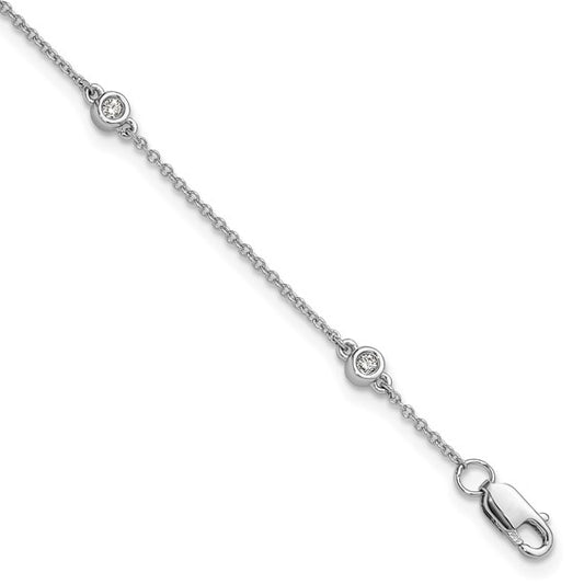 14k White Gold Diamond Station Cable Bracelet