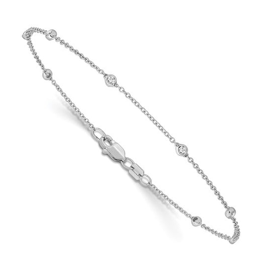 True Origin 14K White Gold 1/6 carat Lab Grown Diamond VS/SI D E F 7 Station 7 Inch Bracelet