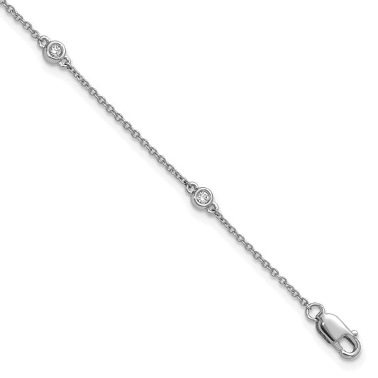 14k White Gold Diamond Station Cable Bracelet