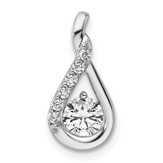 14K White Gold Polished Diamond Complete Tear-drop Chain Slide