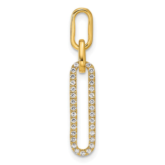 14K Polished Diamond Paperclip Link Pendant