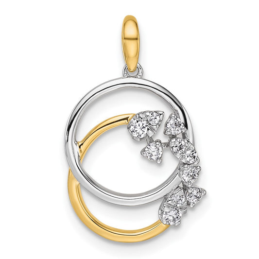 14K Two-tone Polished Diamond Intertwined Circles Pendant