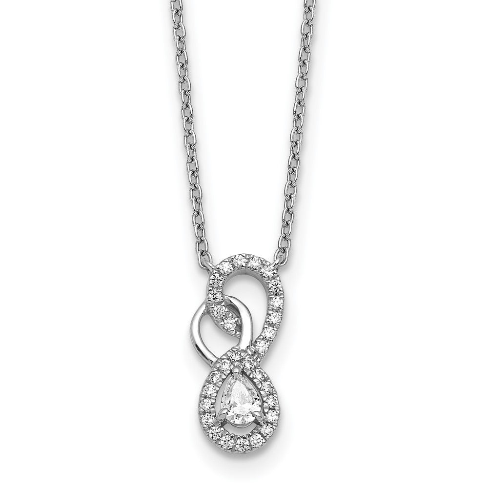 14K White Gold Polished Diamond Infinity Necklace