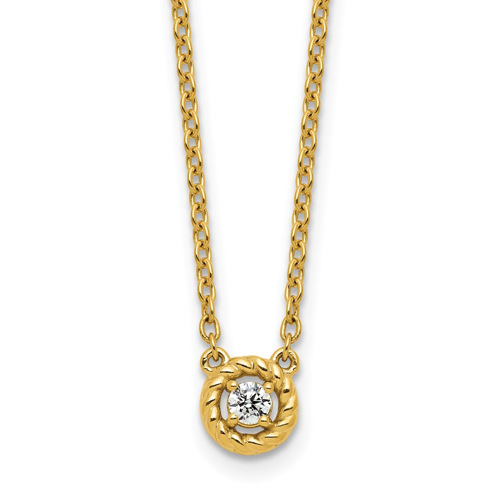 14K Polished and Twisted Diamond Necklace