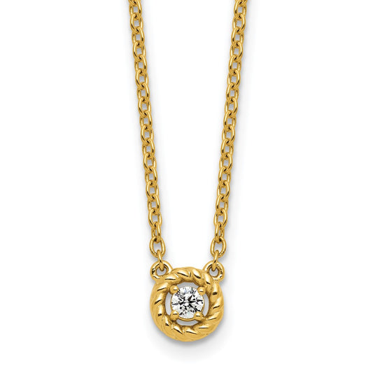 14K Polished and Twisted Diamond Necklace