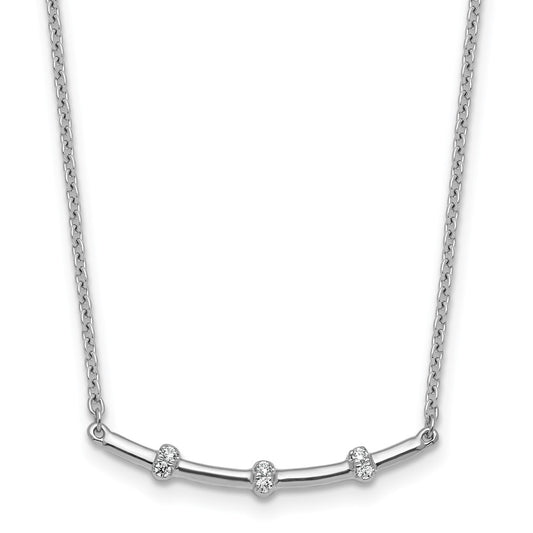 14K White Gold Polished Diamond Bar Necklace