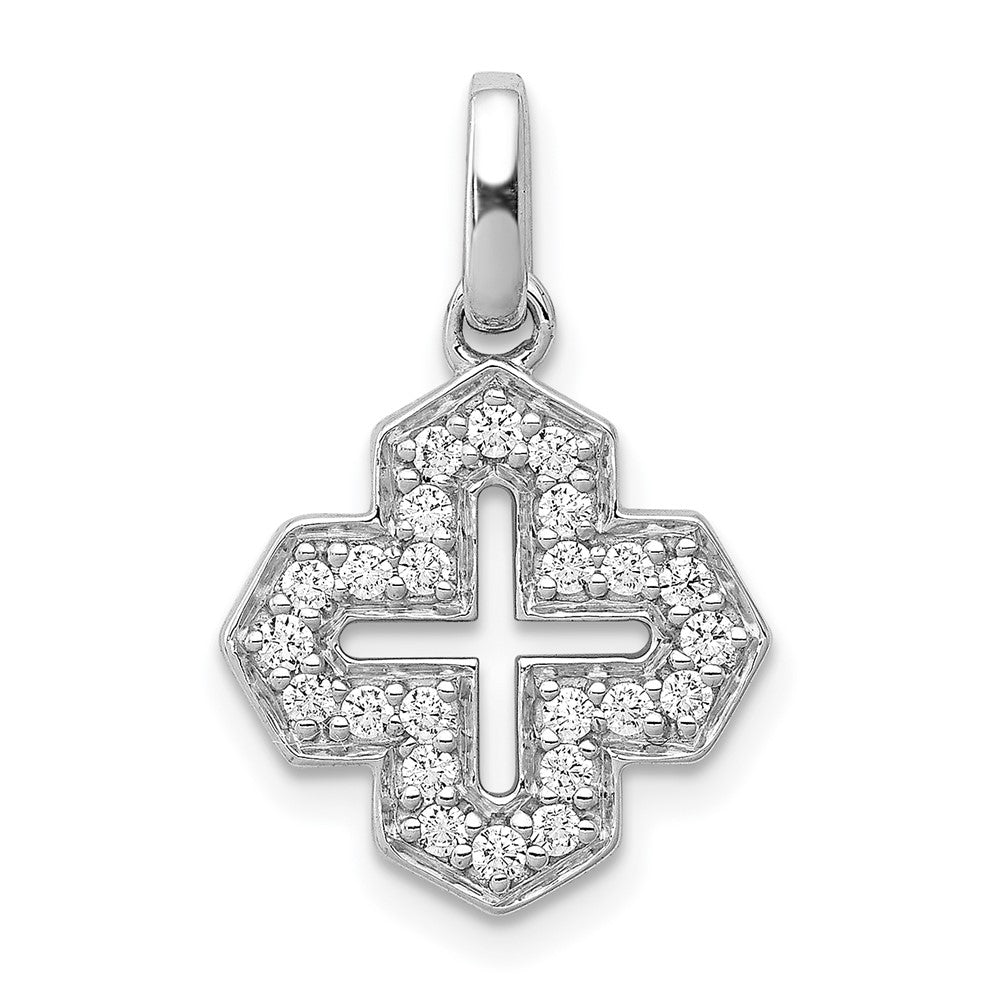 14k White Gold 1/4ct. Diamond Fancy Cross Pendant
