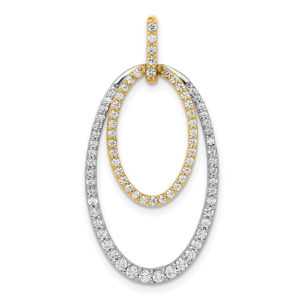14k Two-tone 1/2ct. Diamond Double Oval Pendant
