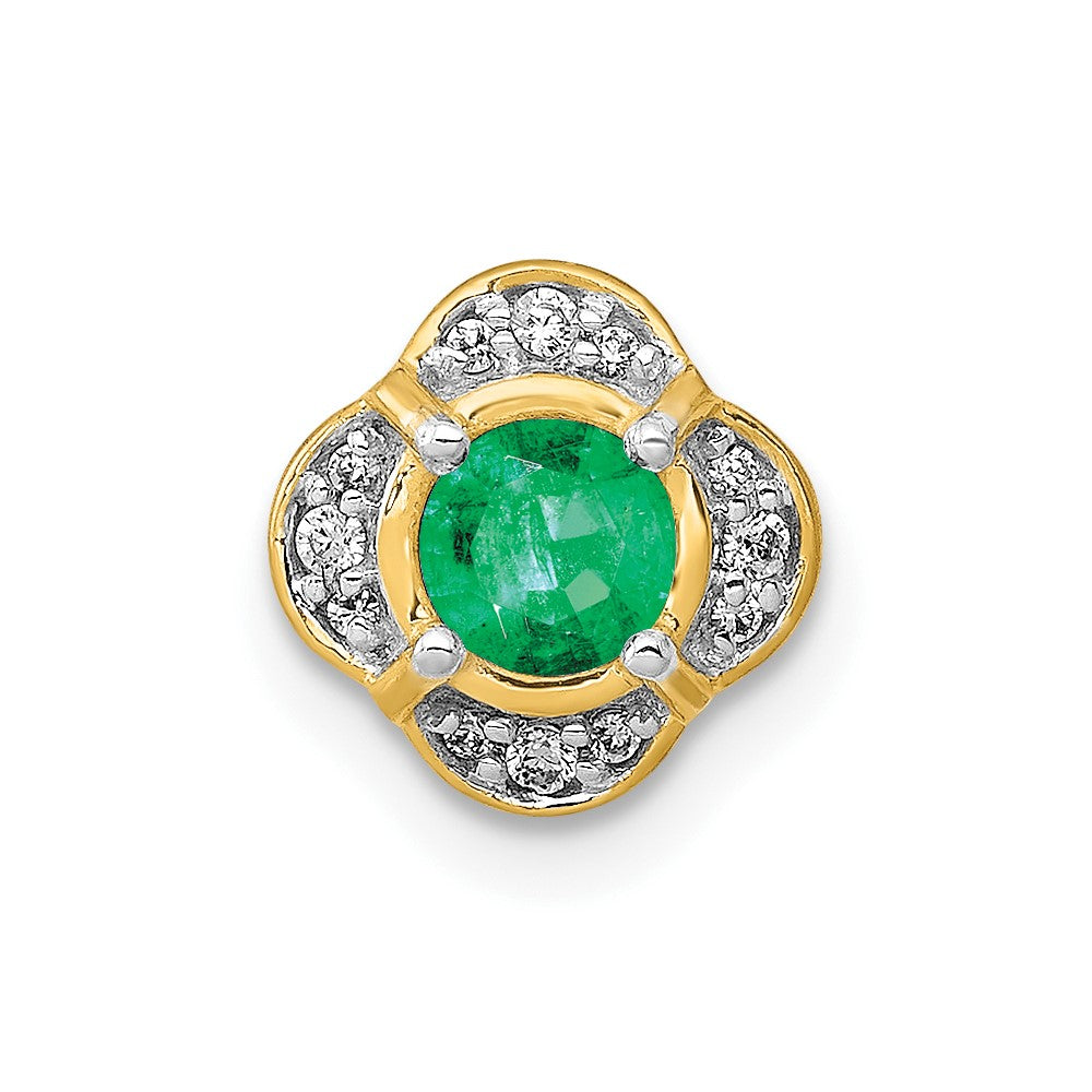 14k Diamond and .25 Emerald Fancy Chain Slide