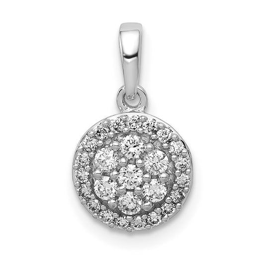 14k White Gold 1/4ct. Diamond Round Halo Cluster Pendant