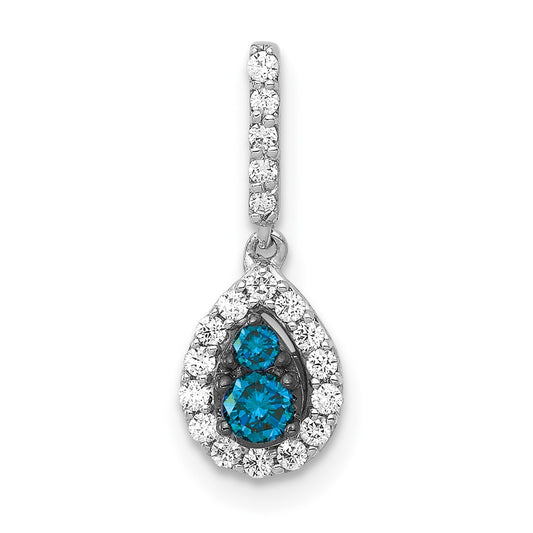 14k White Gold 1/4ct. Blue/White Diamond Teardrop Pendant
