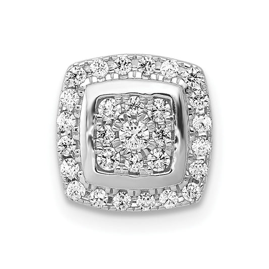 14k White Gold 1/3ct. Diamond Square Cluster Chain Slide Pendant