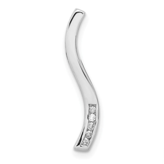 14k White Gold 1/20ct. Diamond Curved Line Chain Slide