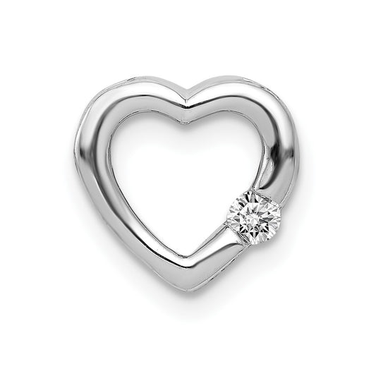 14k White Gold 1/20ct. Diamond Heart Chain Slide