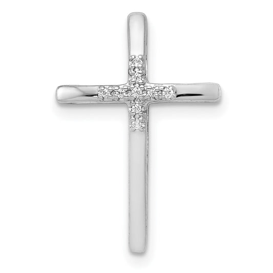 14k White Gold .03ct. Diamond Cross Chain Slide