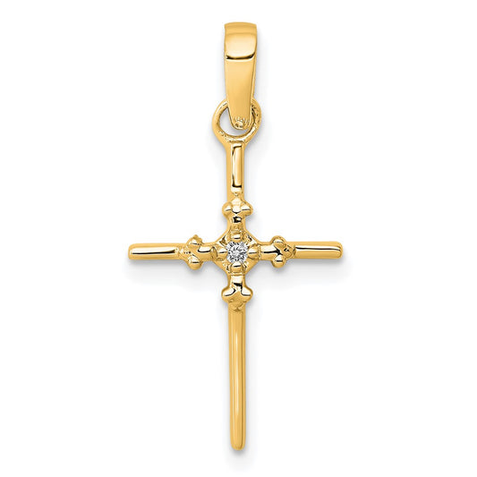 14k .01ct. Diamond Polished Cross Pendant