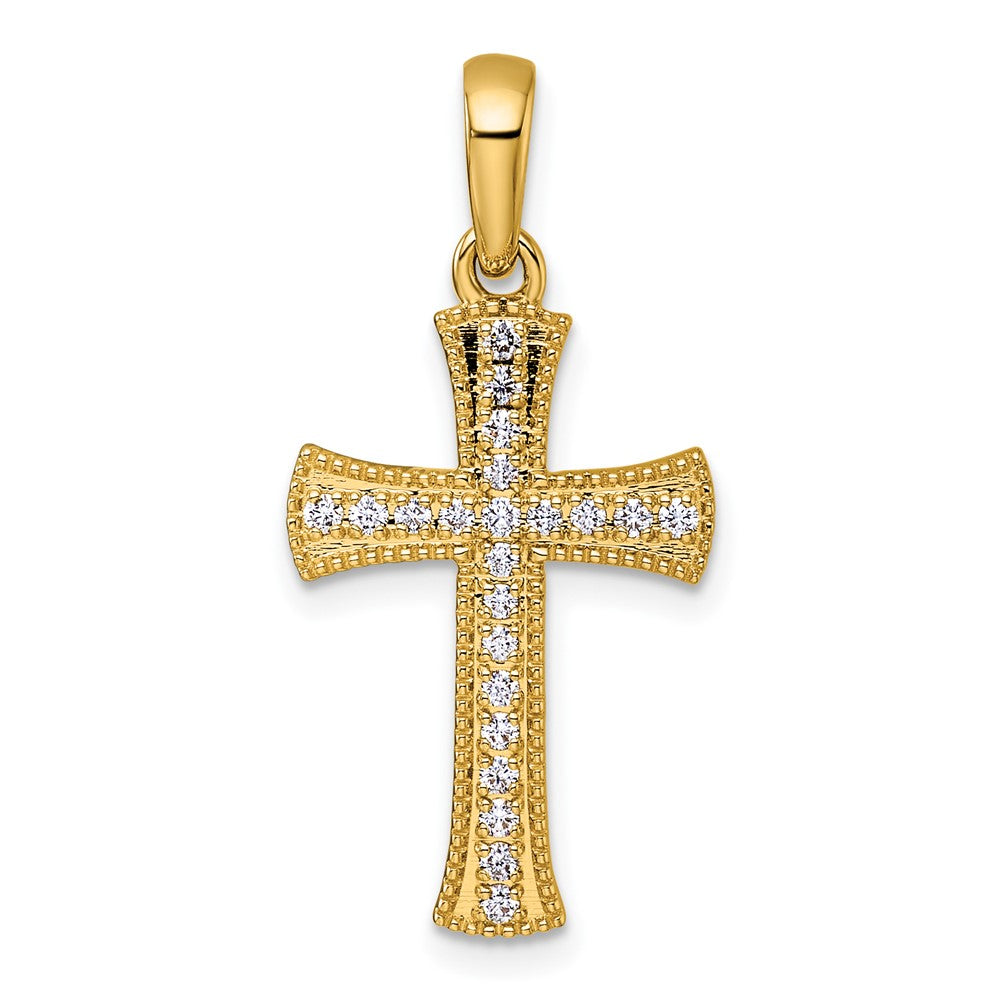 14k 1/4 Diamond Cross Pendant