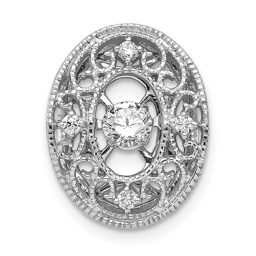 14k White Gold Vibrant Diamond Oval Slide Pendant