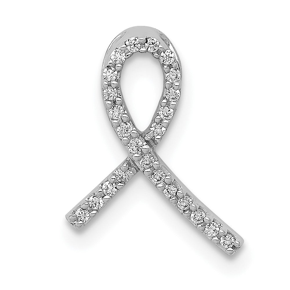 14k White Gold Awareness 1/10ct. Diamond Slide Pendant