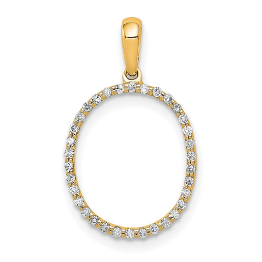 14K Diamond Letter O Initial Pendant