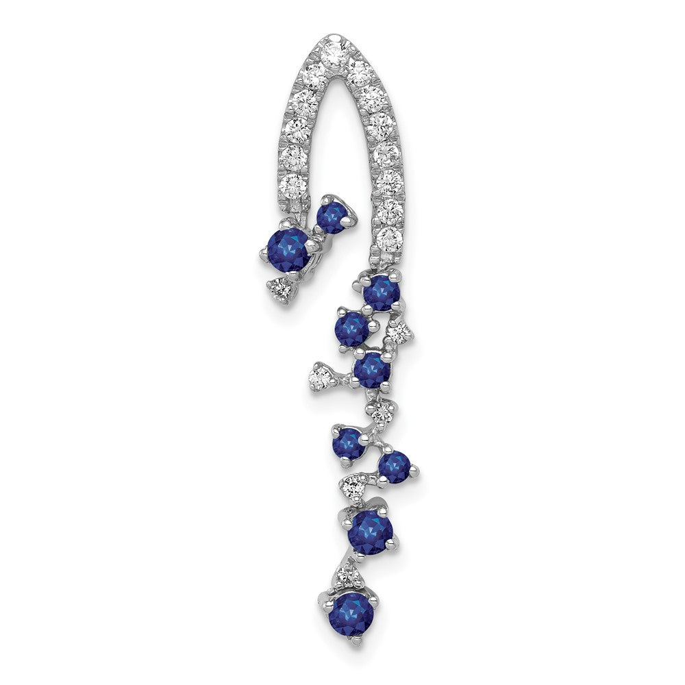 14k White Gold 1/5ct. Diamond and .36 Sapphire Chain Slide