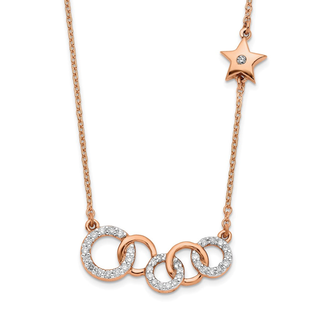 14k Rose Gold Diamond Circles w/Star 18in Necklace