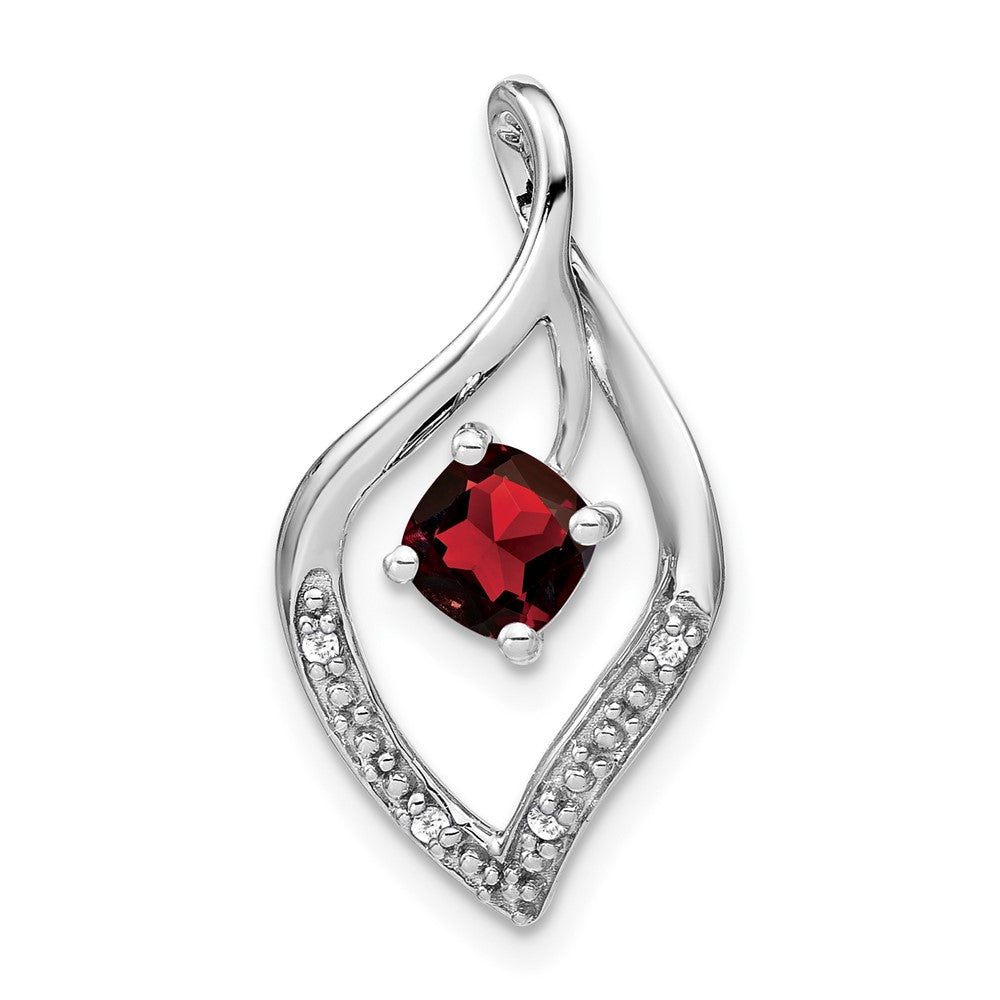 14k White Gold Garnet and Diamond Pendant