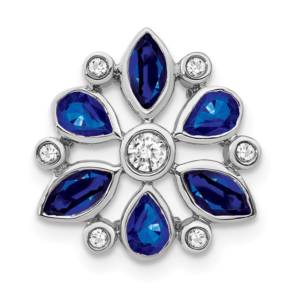 14k White Gold Sapphire and Diamond Chain Slide