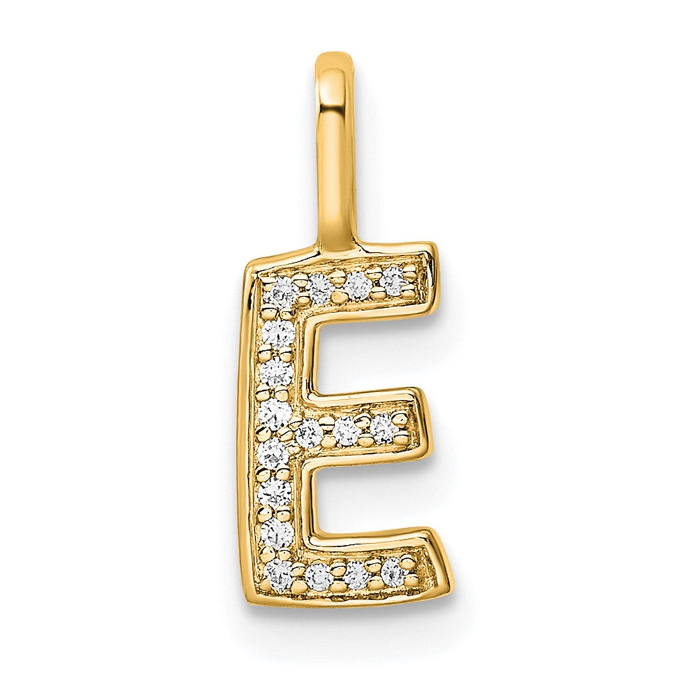 14K Gold Diamond Letter E Initial Pendant