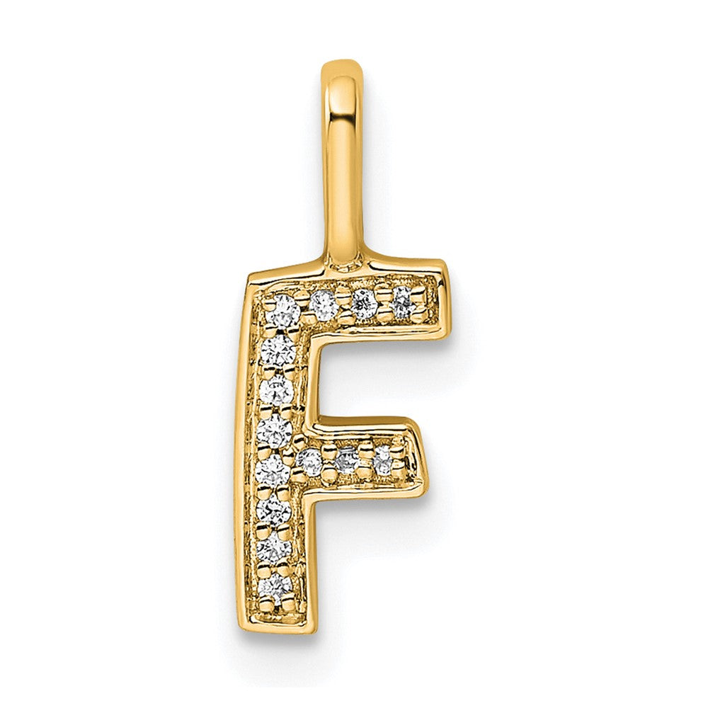 14K Gold Diamond Letter F Initial Pendant
