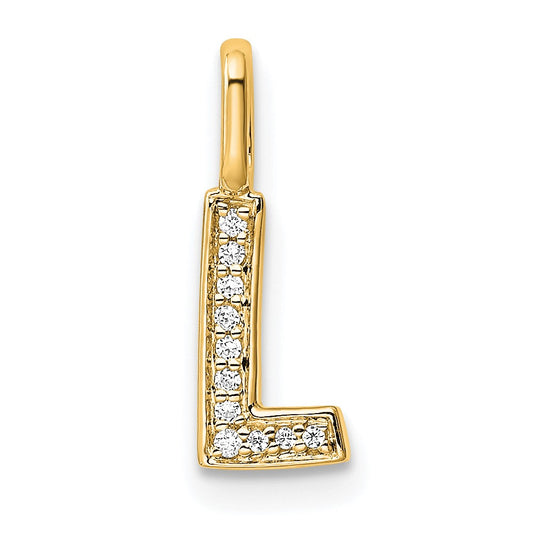 14K Gold Diamond Letter L Initial Pendant