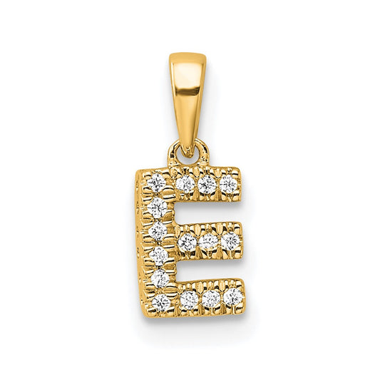 14K Diamond Letter E Initial with Bail Pendant