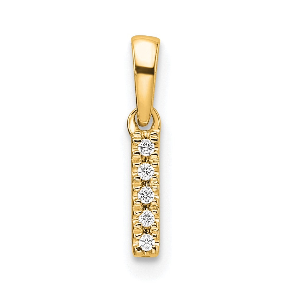 14K Diamond Letter I Initial with Bail Pendant