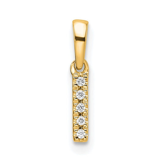 14K Diamond Letter I Initial with Bail Pendant