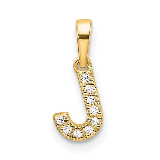 14K Diamond Letter J Initial with Bail Pendant