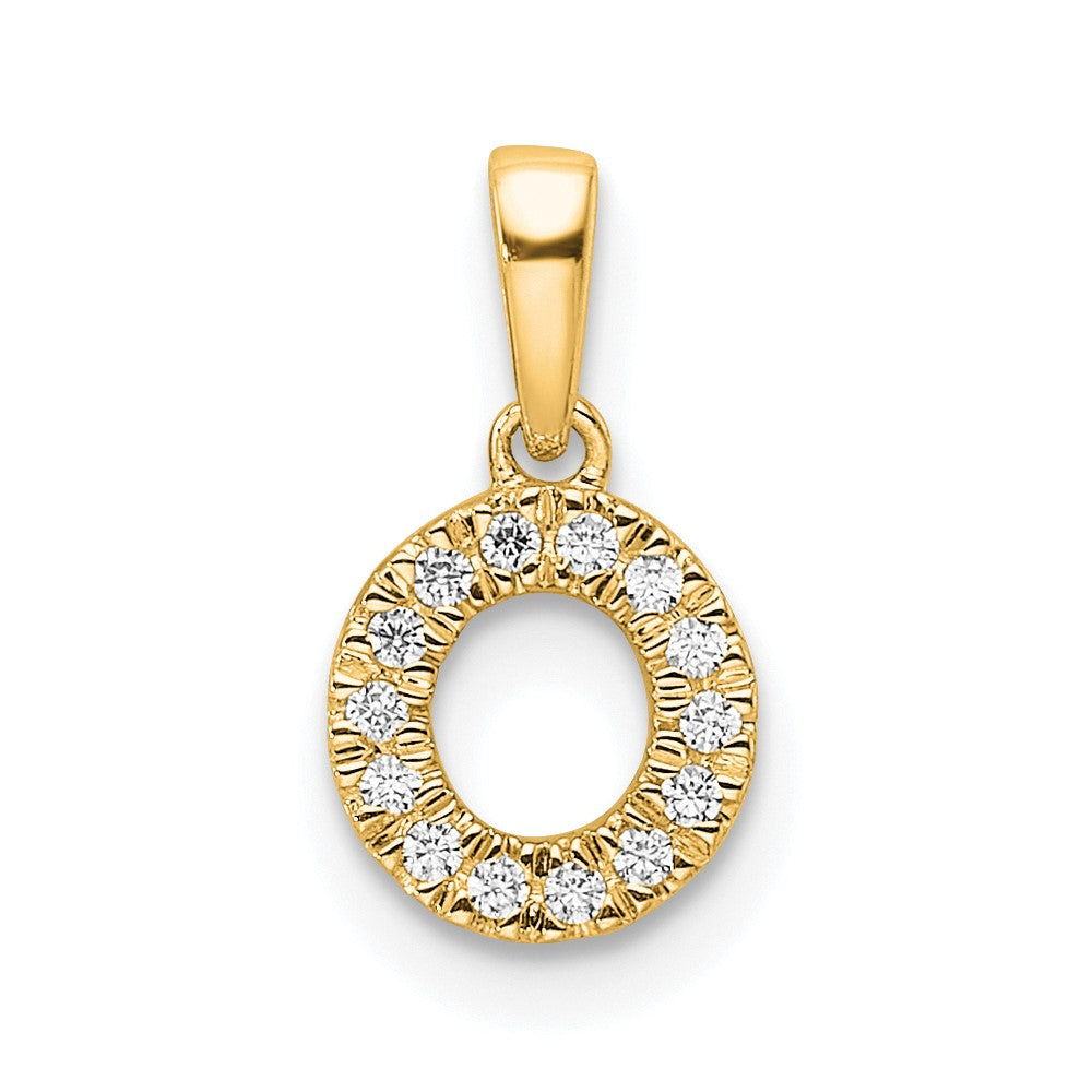 14K Diamond Letter O Initial with Bail Pendant