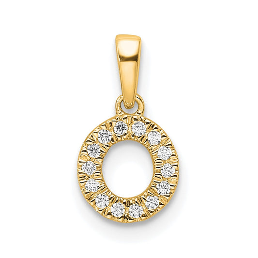 14K Diamond Letter O Initial with Bail Pendant