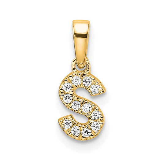14K Diamond Letter S Initial with Bail Pendant