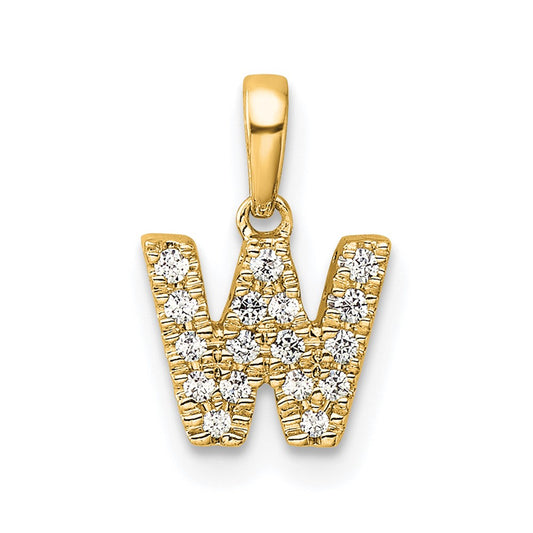 14K Diamond Letter W Initial with Bail Pendant