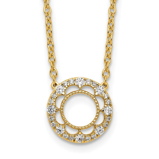 14k Fancy Circle Diamond 18in Necklace