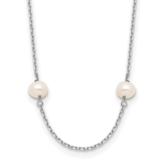 14K WG 4-5mm White Near Round FW Cultured Pearl 8-station Necklace