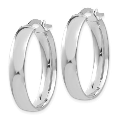 14k White Gold 5.75mm Polished Oval Hoop Earrings