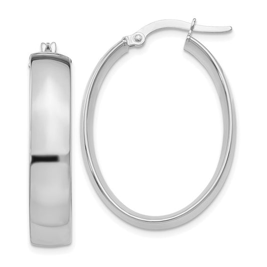 14k White Gold 5.75mm Polished Oval Hoop Earrings