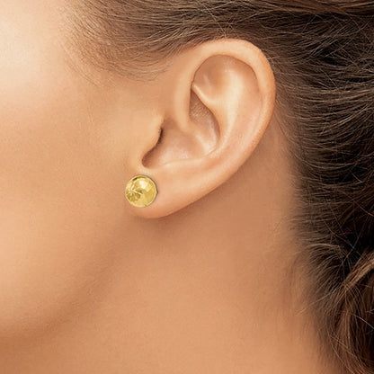 14k 9mm Diamond-cut Mirror Ball Post Earrings