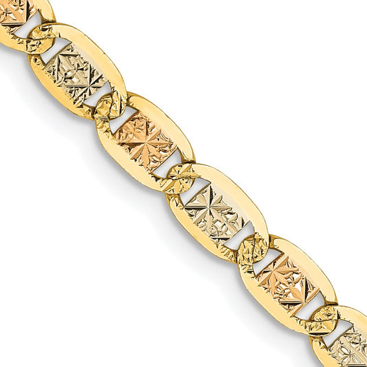 14k 3.8mm Tri-color Gold Pavé Valentino Chain