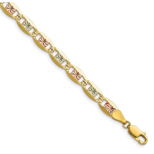 14k 6.1mm Tri-color Gold Pavé Valentino Chain