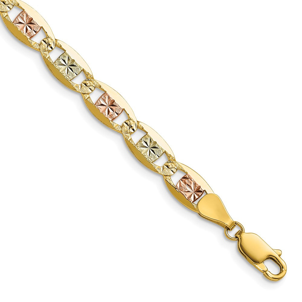 14k 6.1mm Tri-color Gold Pavé Valentino Chain