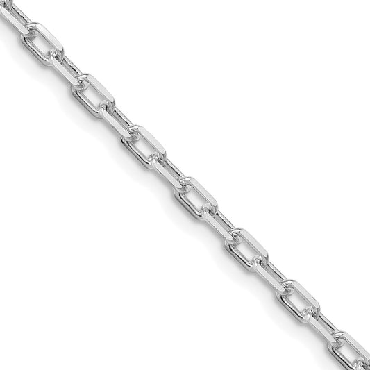 Sterling Silver Rhodium-plated 2.9mm Diamond-cut Long Link Cable Chain